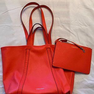 Calvin Klein Denali Novelty 2 in 1 Tote, Orange